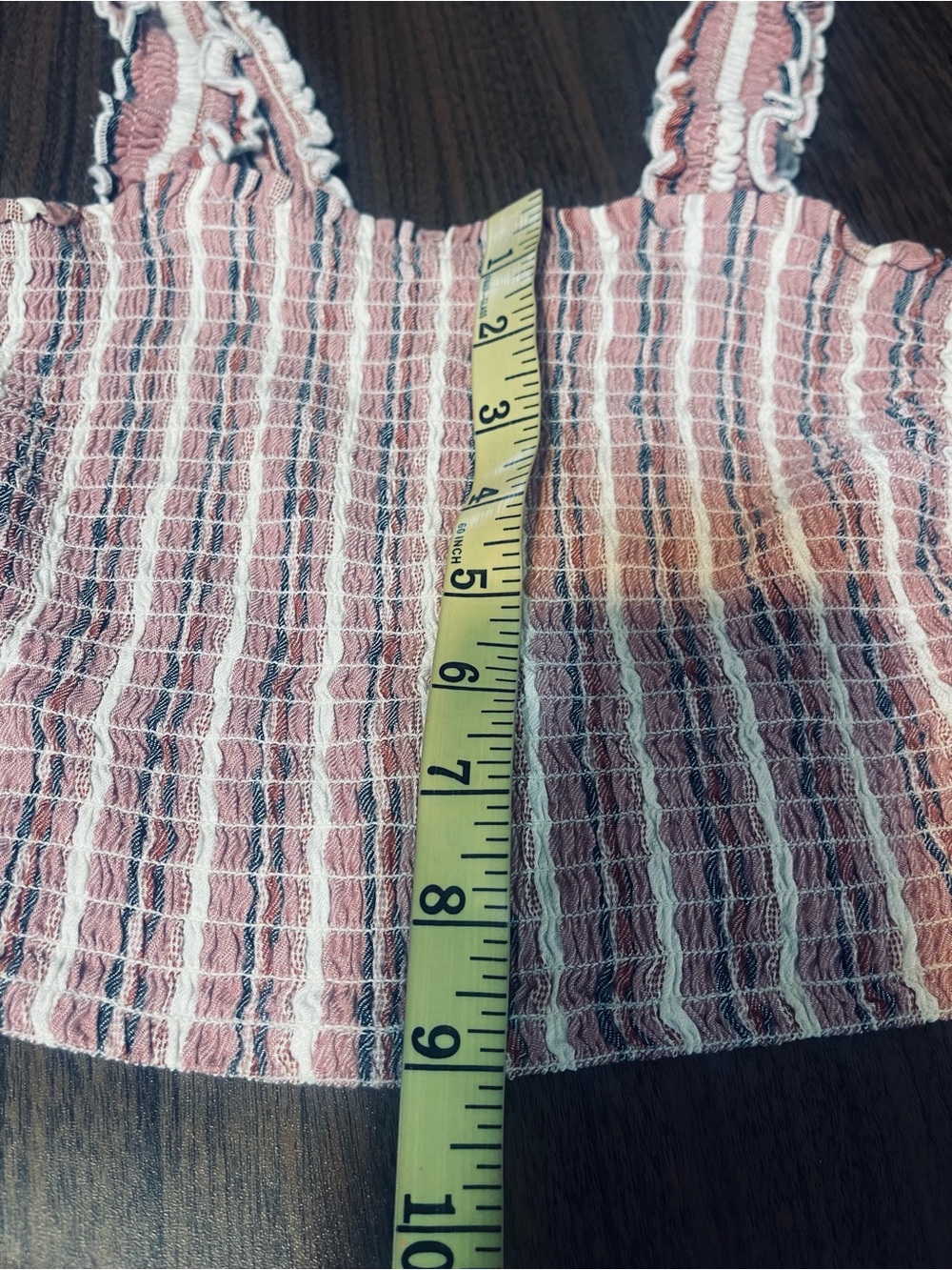 Hollister Pink Striped Smocked Square-Neck Crop Top - Picture 6 of 6
